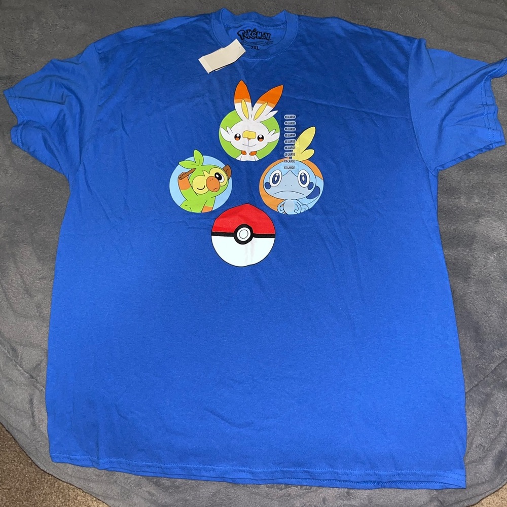 NWT Pokemon Sword Shield Starters Blue Shirt Size XXL